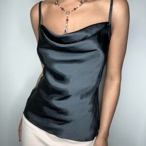 Tiana B. Black Satin Cami Top